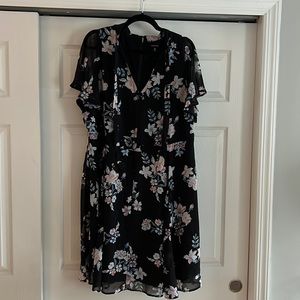 Chiffon flutter sleeve a-line floral dress- torrid
